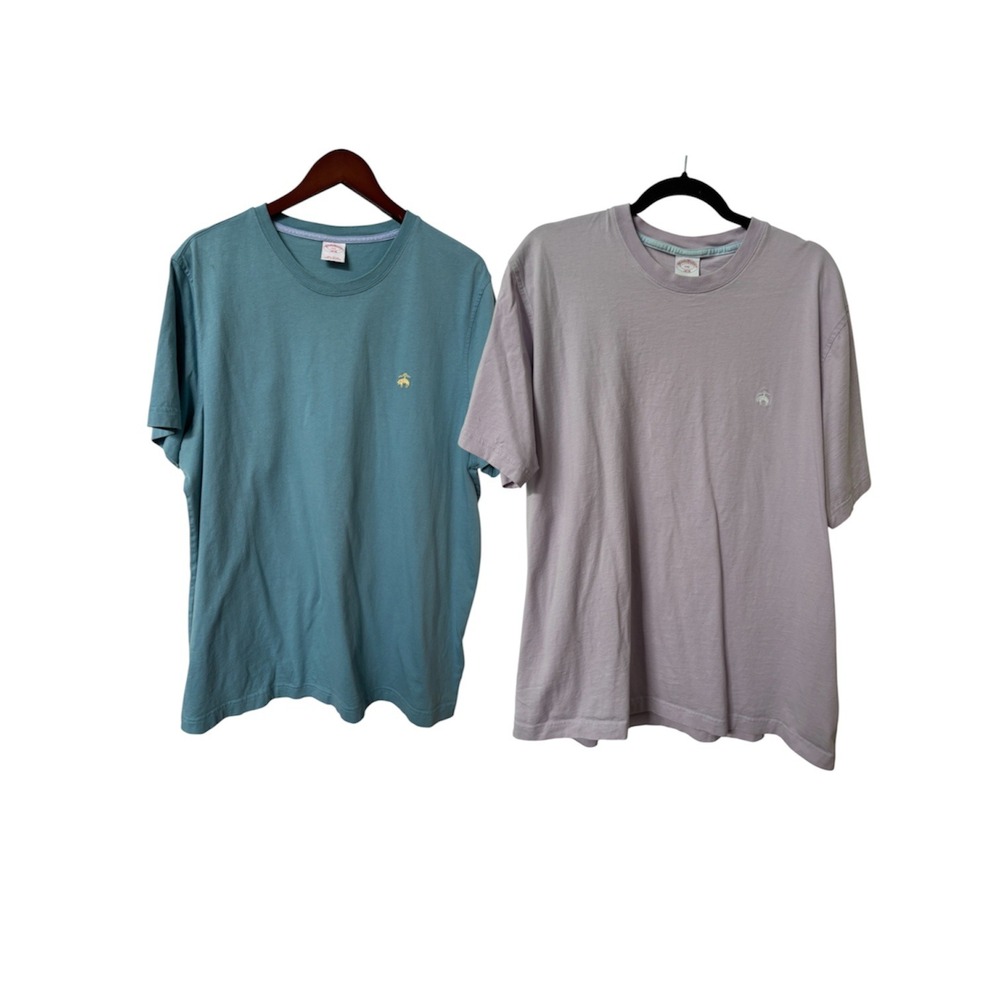 Brooks Brothers Mens XXL 2 Pack Cotton T-Shirts Teal Lavender Golden Fleece Logo